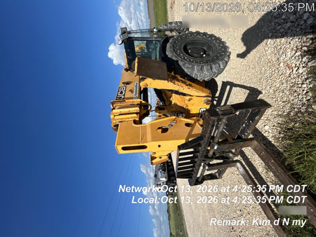 2019 JCB 512-56 74 HP w/CAB/HVAC, Beacon, Aux Hydraulics, Worklights, Solid Tires w/60" Carriage/Forks