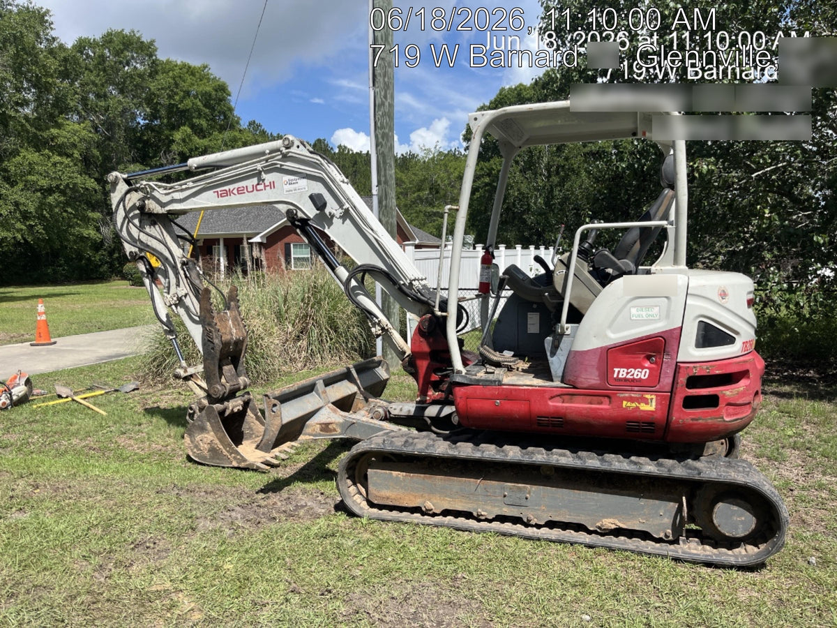 2019 Takeuchi TB260 Canopy, Standard Blade, Auxiliary hydraulics Manual QC, Hydraulic thumb, 12" ,18", 24" Bucket