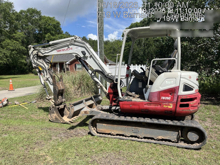 2019 Takeuchi TB260 Canopy, Standard Blade, Auxiliary hydraulics Manual QC, Hydraulic thumb, 12" ,18", 24" Bucket