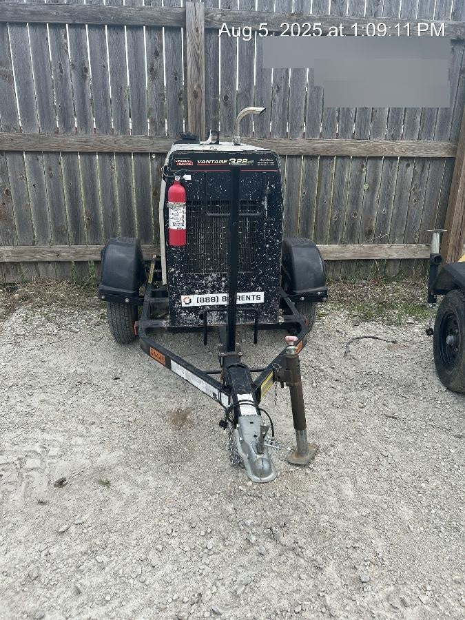 2019 Lincoln Electric Vantage 322 Welder Ready-Pak 3, Two wheel trailer, Fender and Light kit, Cable Rack
