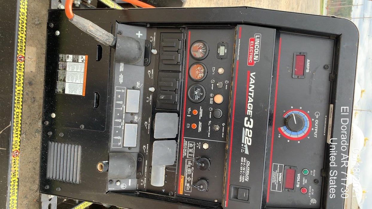 2019 Lincoln Electric Vantage 322 Ready-Pak 3, Two Wheel Trailer, Fender and Light Kit, Cable Rack