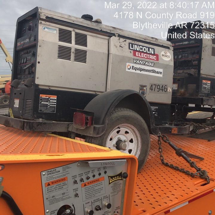 2019 Lincoln Electric Vantage 322 Ready-Pak 3, Two Wheel Trailer, Fender and Light Kit, Cable Rack