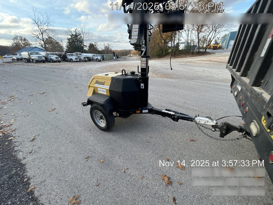 2022 Allmand NLV3GR (4) LED Light Fixture 350W, 23' Vertical Mast, 3kW Prime, Towable, Deep Sea L401, Leveling Jacks, Yanmar T4F 5.8hp