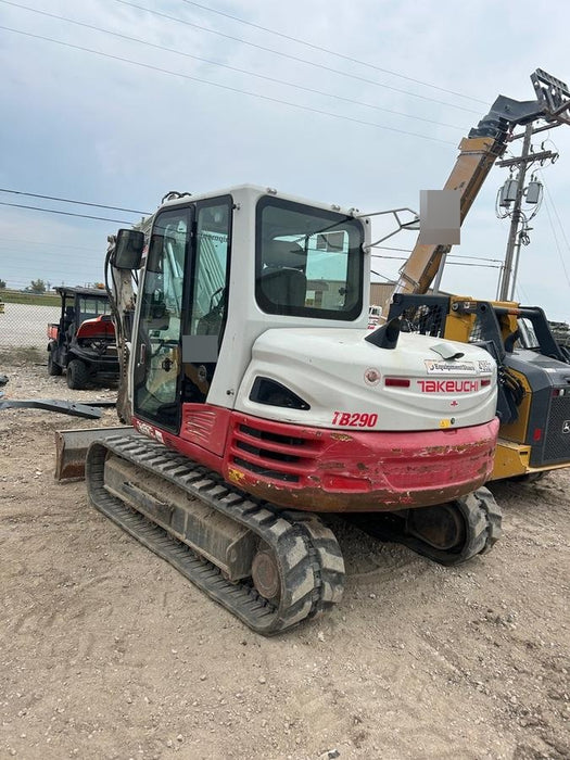 2019 Takeuchi TB290 Cab/Heat/AC Rubber tracks, Dozer blade, Travel alarm, Auxiliary hydraulics w/Manual QC, Hydraulic thumb, 18", 24", and 36" Buckets