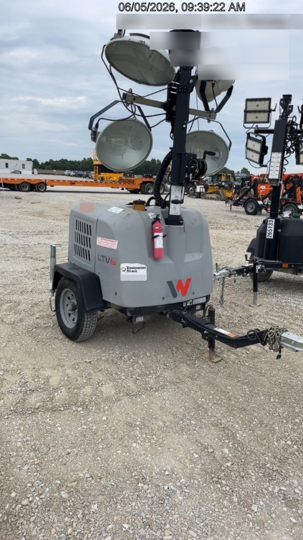 2019 Wacker Neuson LTV6L-MH Wacker Neuson LTV6L Mobile Light Tower w/Fuel Level Sensor Installed