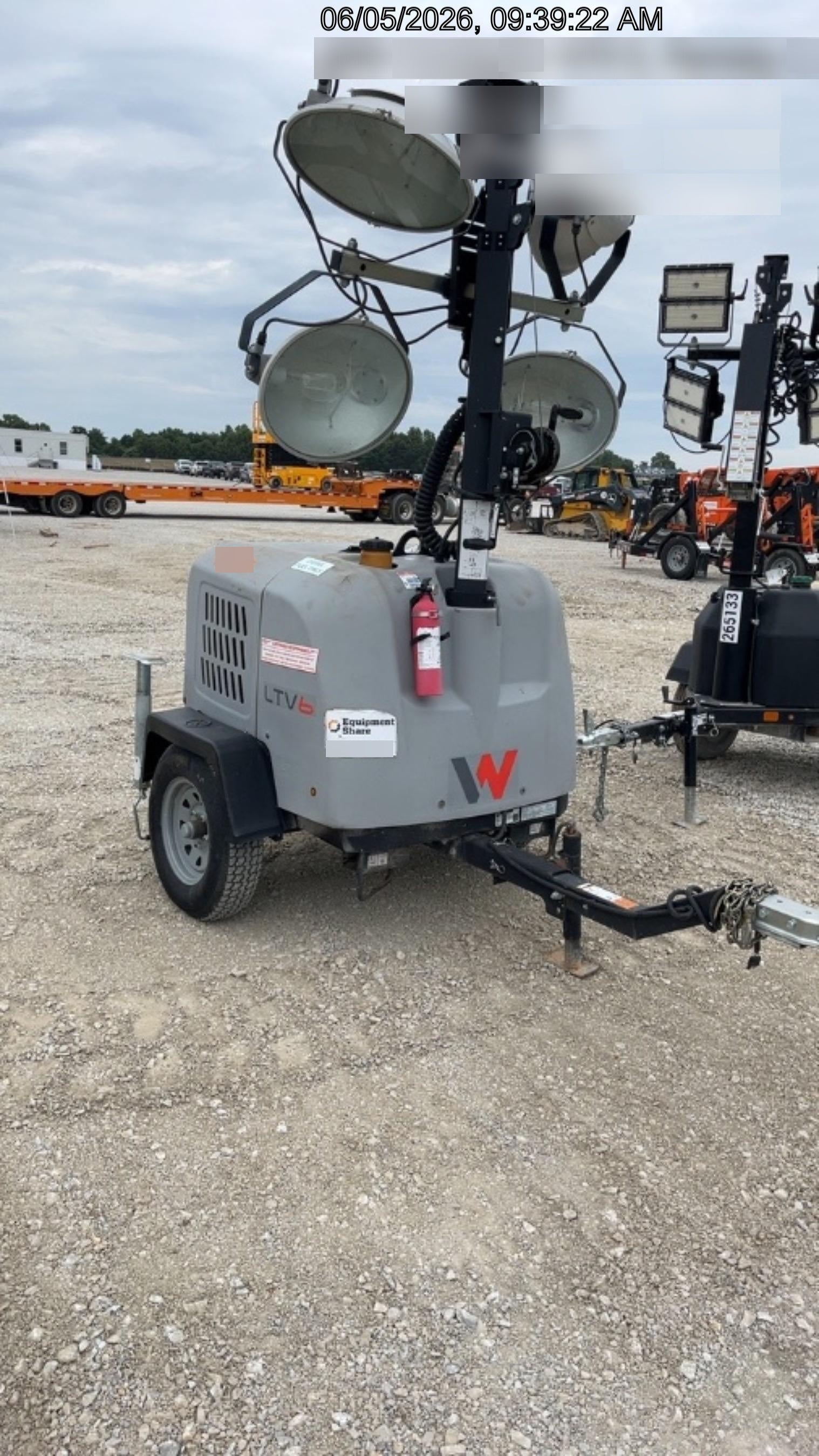2019 Wacker Neuson LTV6L-MH Wacker Neuson LTV6L Mobile Light Tower w/Fuel Level Sensor Installed