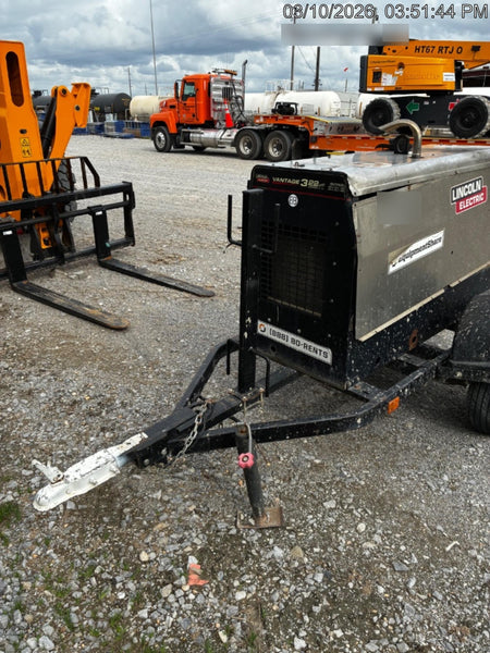 2019 Lincoln Electric Vantage 322 Welder Ready-Pak 3, Two wheel trailer, Fender and Light kit, Cable Rack