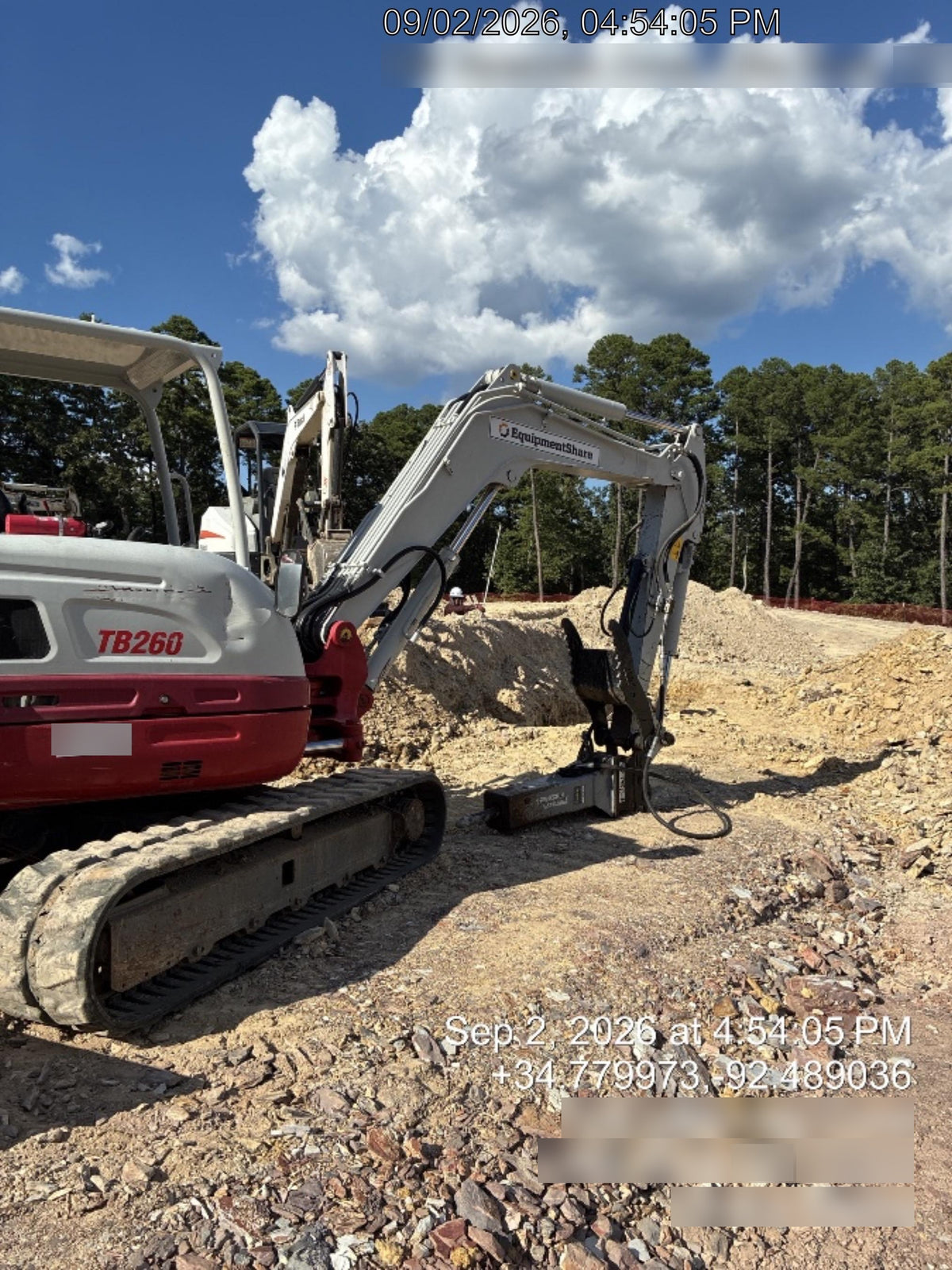 2019 Takeuchi TB260 Takeuchi TB260 Canopy w/Rubber Tracks, Auxiliary Hydraulics, Standard Blade, Manual QC, 12 / 18 / 24" Buckets, Hydraulic Thumb Installed