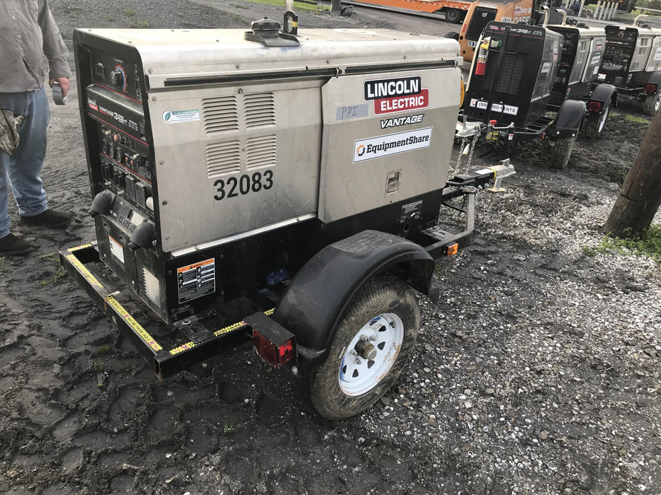 2019 Lincoln Electric Vantage 322 Welder Ready-Pak 3, Two wheel trailer, Fender and Light kit, Cable Rack