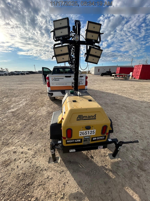 2022 Allmand NLV3GR (4) LED Light Fixture 350W, 23' Vertical Mast, 3kW Prime, Towable, ES Decals, T3