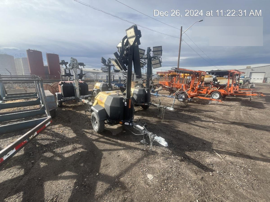 Allmand NLV3GR (4) LED Light Fixture 350W, 23' Vertical Mast, 3kW Prime, Towable, Deep Sea L401, Leveling Jacks, Yanmar T4F 5.8hp