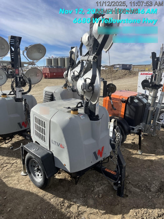 2019 Wacker Neuson LTV6L-MH Mobile Light Tower w/Fuel Level Sensor Installed