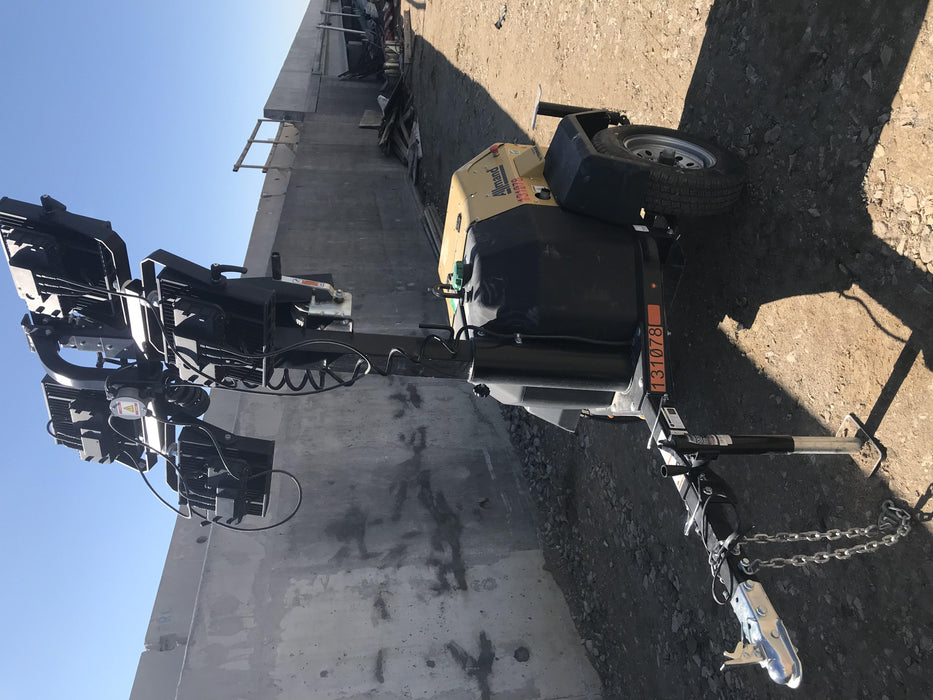 2021 Allmand NLV3GR (4) LED Light Fixture 350W, 23' Vertical Mast, 3kW Prime, Towable, Deep Sea L401, Leveling Jacks, Yanmar T4F 5.8hp