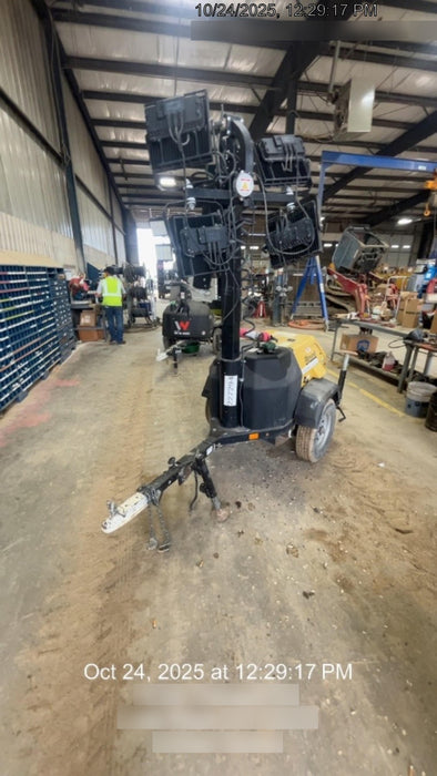 2022 Allmand NLV3GR (4) LED Light Fixture 350W, 23' Vertical Mast, 3kW Prime, Towable, Deep Sea L401, Leveling Jacks, Yanmar T4F 5.8hp