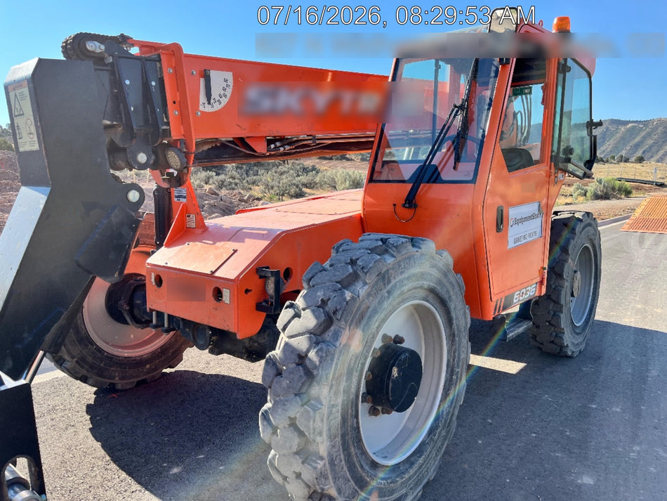 2019 Skytrak 6036 Cab/Heat/Air, Solid Tires, LED Work Lights, Beacon w/50" Carriage, 48" Pallet Forks