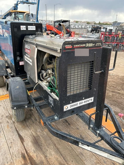 2019 Lincoln Electric Vantage 322 Welder Ready-Pak 3, Two wheel trailer, Fender and Light kit, Cable Rack