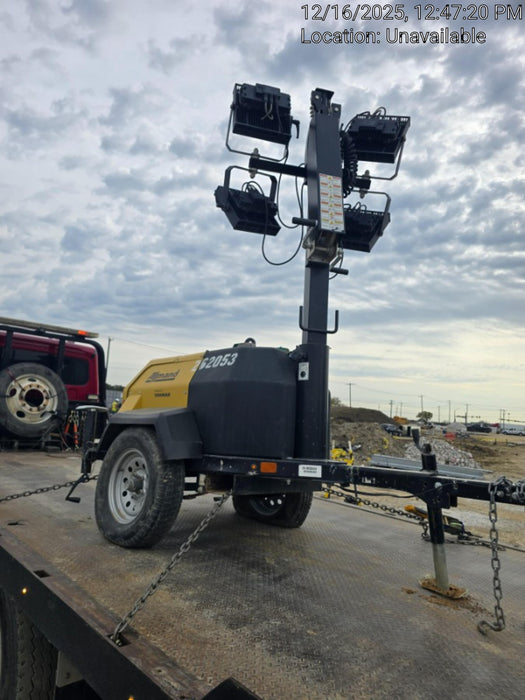 2022 Allmand NLV3GR (4) LED Light Fixture 350W, 23' Vertical Mast, 3kW Prime, Towable, ES Decals, T3