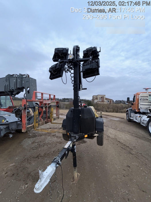 2022 Allmand NLV3GR (4) LED Light Fixture 350W, 23' Vertical Mast, 3kW Prime, Towable, Deep Sea L401, Leveling Jacks, Yanmar T4F 5.8hp