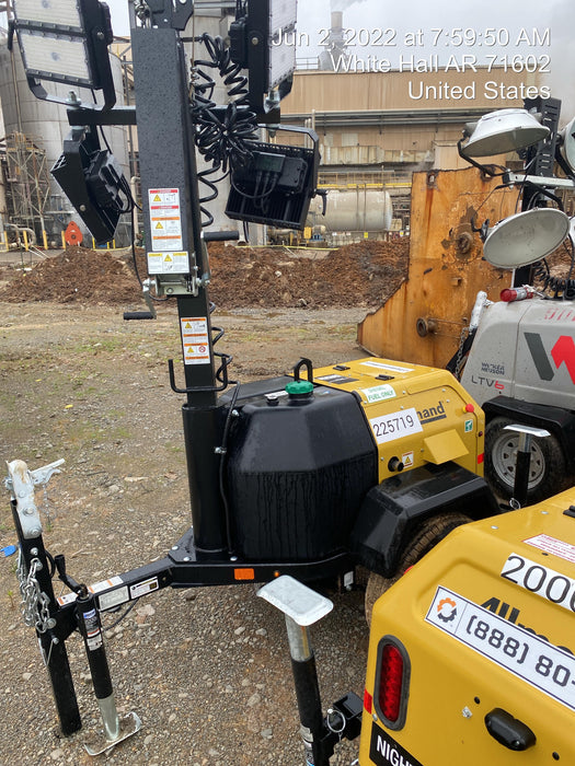 2022 Allmand NLV3GR (4) LED Light Fixture 350W, 23' Vertical Mast, 3kW Prime, Towable, Deep Sea L401, Leveling Jacks, Yanmar T4F 5.8hp