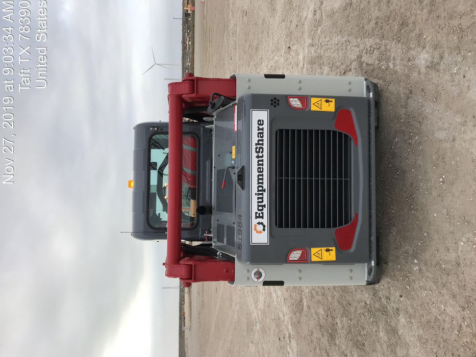 2019 Takeuchi TL10V2-CR Cab/Heat/AC, Rubber Tracks, Backup Alarm, Front & rear working Lights, Auxiliary Hydraulics, 2 Speed Travel, Engine Monitoring System, Hydraulic universal quick hitch w/76" HD smooth dirt bucket with bolt-on edge, 20.3 cubic feet capacity, 48" Pallet forks and frame