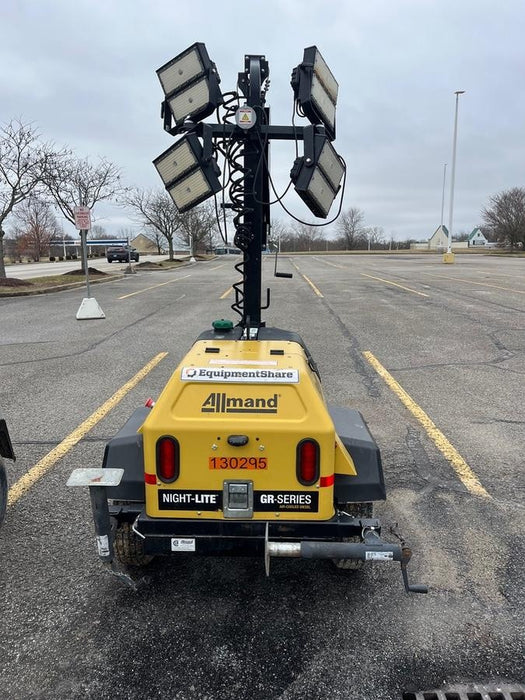 2021 Allmand NLV3GR (4) LED Light Fixture 350W, 23' Vertical Mast, 3kW Prime, Towable, Deep Sea L401, Leveling Jacks, Yanmar T4F 5.8hp