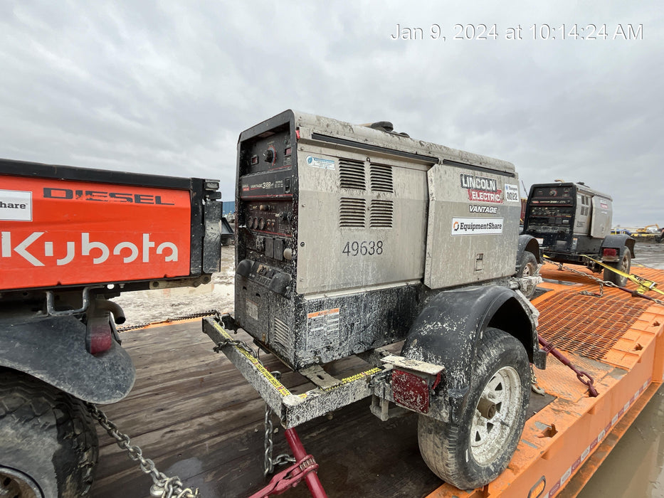 2019 Lincoln Electric Vantage 322 Welder Ready-Pak 3, Two wheel trailer, Fender and Light kit, Cable Rack