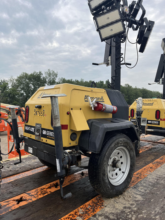 2022 Allmand NLV3GR (4) LED Light Fixture 350W, 23' Vertical Mast, 3kW Prime, Towable, Deep Sea L401, Leveling Jacks, Yanmar T4F 5.8hp