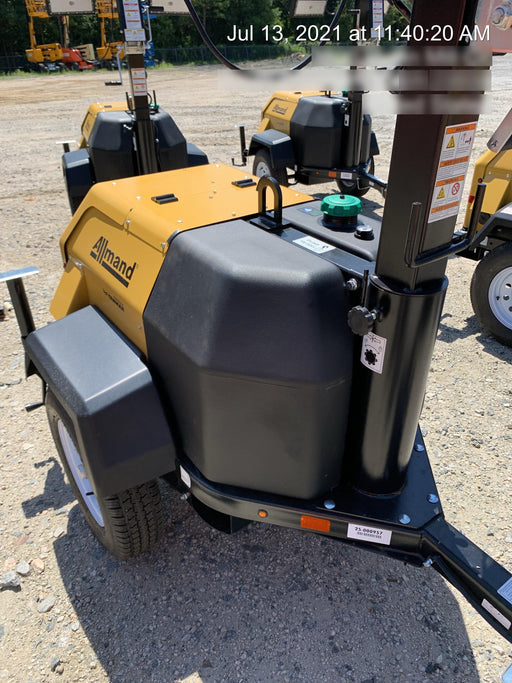 2021 Allmand NLV3GR (4) LED Light Fixture 350W, 23' Vertical Mast, 3kW Prime, Towable, Deep Sea L401, Leveling Jacks, Yanmar T4F 5.8hp
