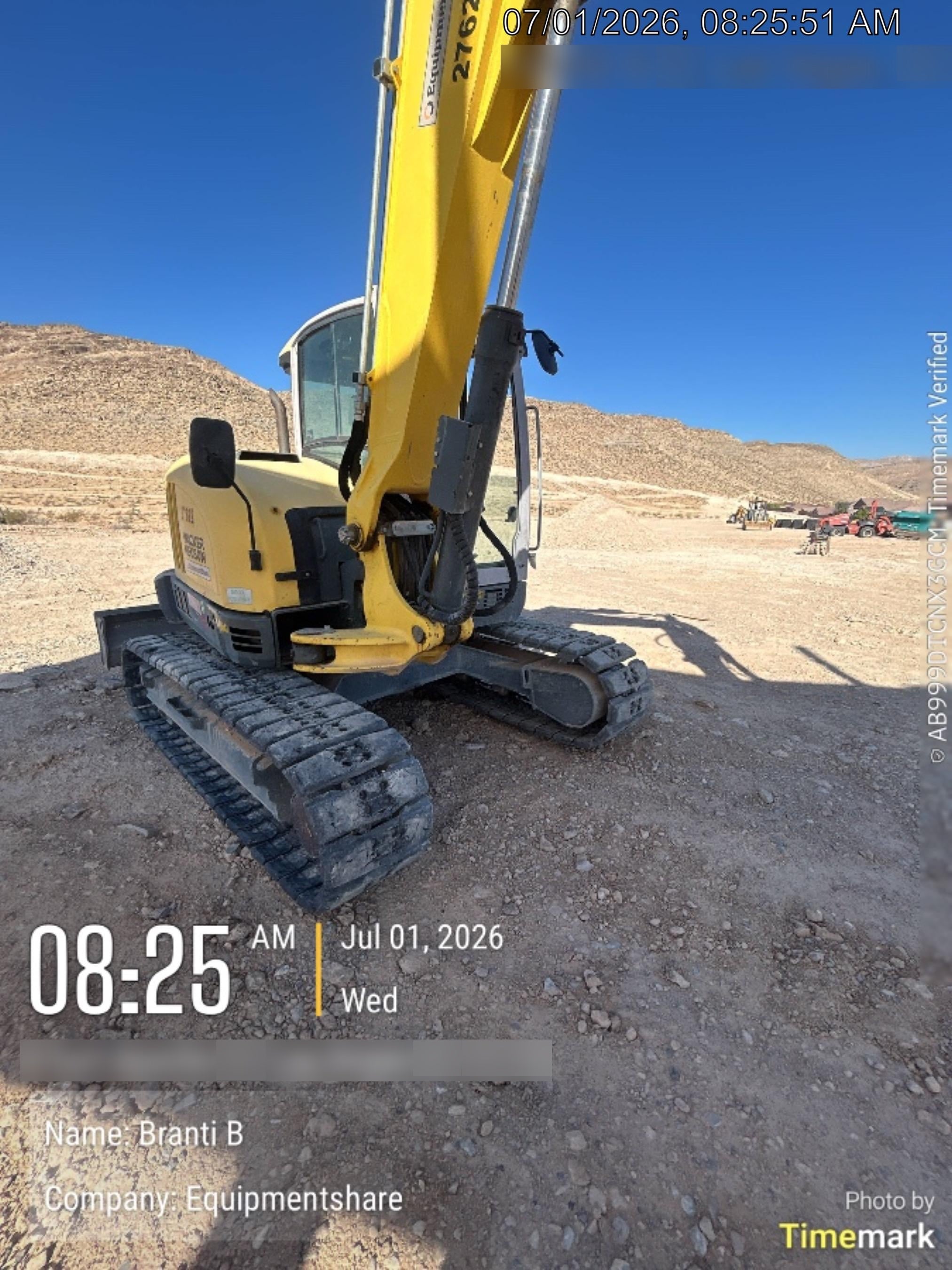 Wacker Neuson ET90 Enclosed Cab, Hybrid Tracks, Long Dipperstick, Bucket