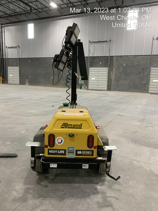 2022 Allmand NLV3GR (4) LED Light Fixture 350W, 23' Vertical Mast, 3kW Prime, Towable, ES Decals, T3