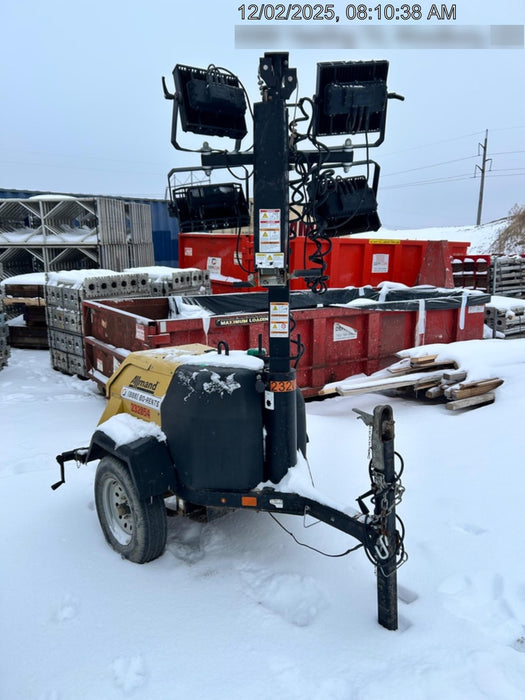 2022 Allmand NLV3GR (4) LED Light Fixture 350W, 23' Vertical Mast, 3kW Prime, Towable, Deep Sea L401, Leveling Jacks, Yanmar T4F 5.8hp