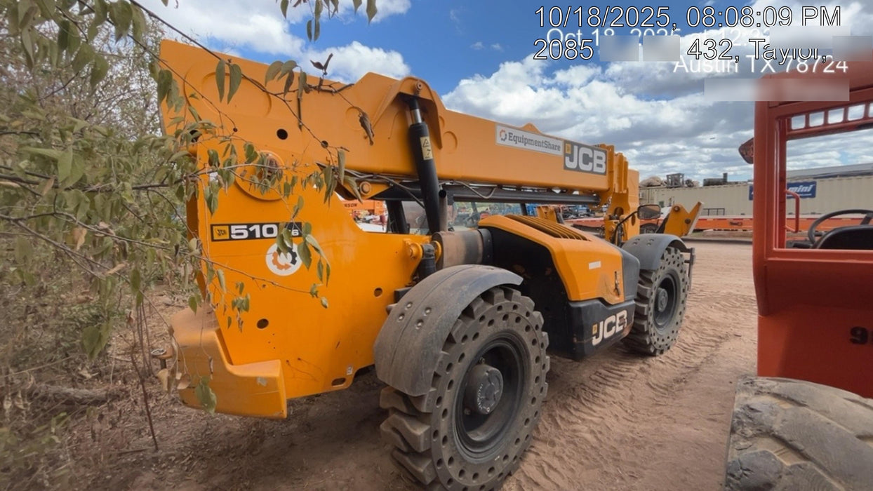 2019 JCB 510-56 Canopy, 74 HP, Solid Tires, STD Worklight, Beacon, Aux Hydraulics, Lifting Eye, Back up Alarm w/66" Carriage/60" Forks