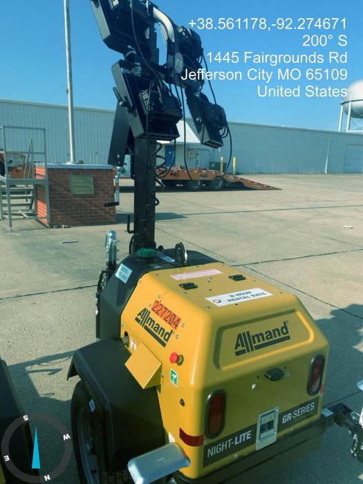 2022 Allmand NLV3GR (4) LED Light Fixture 350W, 23' Vertical Mast, 3kW Prime, Towable, Deep Sea L401, Leveling Jacks, Yanmar T4F 5.8hp