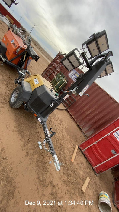 Allmand NLV3GR (4) LED Light Fixture 350W, 23' Vertical Mast, 3kW Prime, Towable, Deep Sea L401, Leveling Jacks, Yanmar T4F 5.8hp