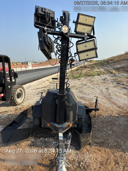 2022 Allmand NLV3GR (4) LED Light Fixture 350W, 23' Vertical Mast, 3kW Prime, Towable, Deep Sea L401, Leveling Jacks, Yanmar T4F 5.8hp