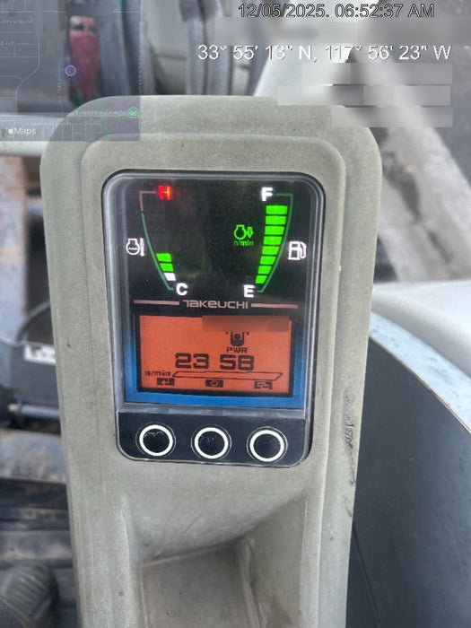 2019 Takeuchi TB260 Canopy, Standard Blade, Auxiliary hydraulics Manual QC, Hydraulic thumb, 12" ,18", 24" Bucket