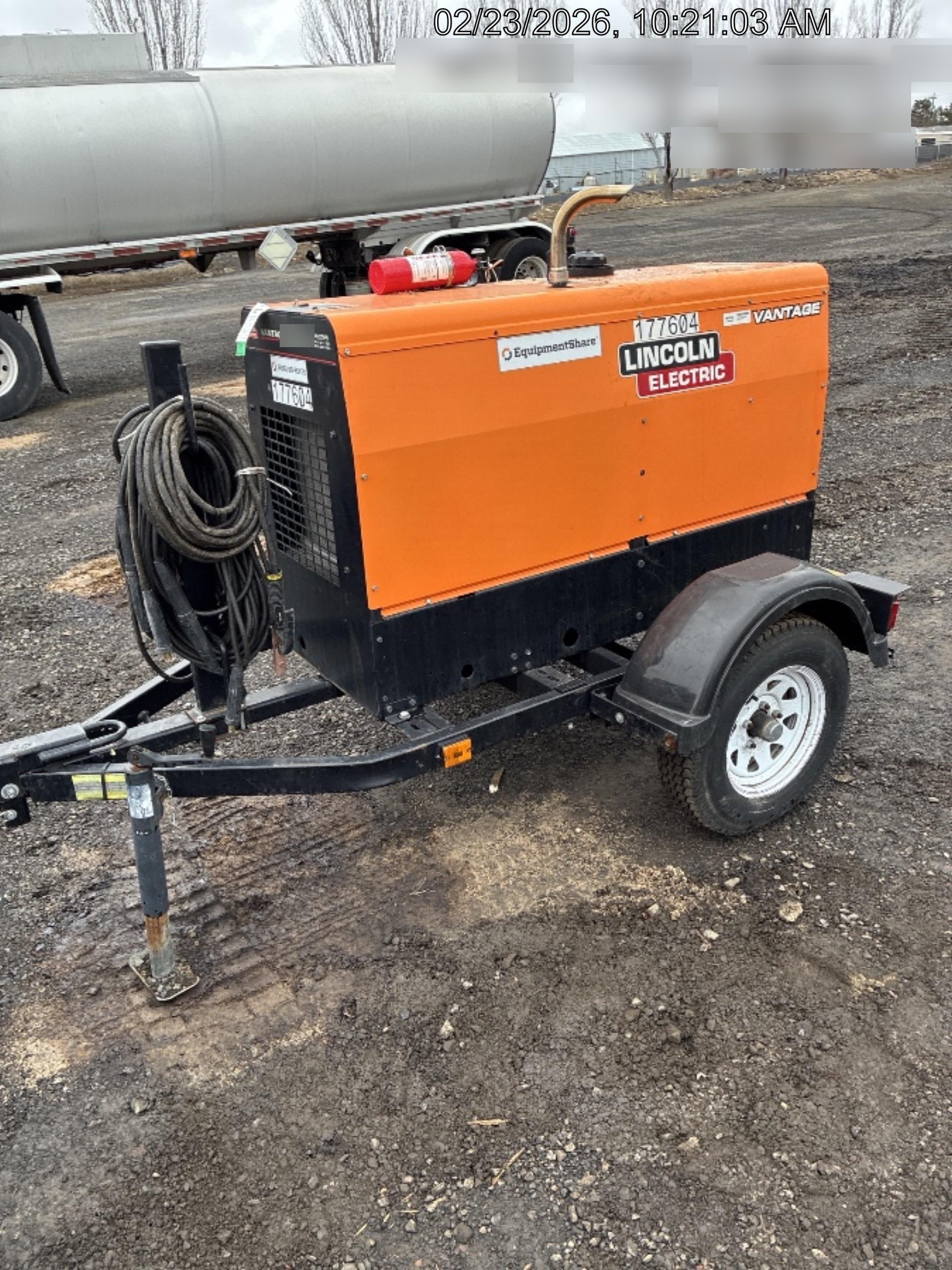 2021 Lincoln Electric Vantage 322 Vantage 322 Ready Pak 3 w/ Decals, ORANGE (includes trailer, cable rack, fender light kit) NO Telematics