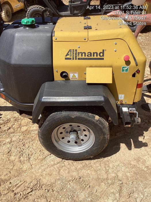 2022 Allmand NLV3GR (4) LED Light Fixture 350W, 23' Vertical Mast, 3kW Prime, Towable, Deep Sea L401, Leveling Jacks, Yanmar T4F 5.8hp