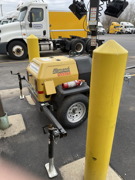 2022 Allmand NLV3GR (4) LED Light Fixture 350W, 23' Vertical Mast, 3kW Prime, Towable, Deep Sea L401, Leveling Jacks, Yanmar T4F 5.8hp