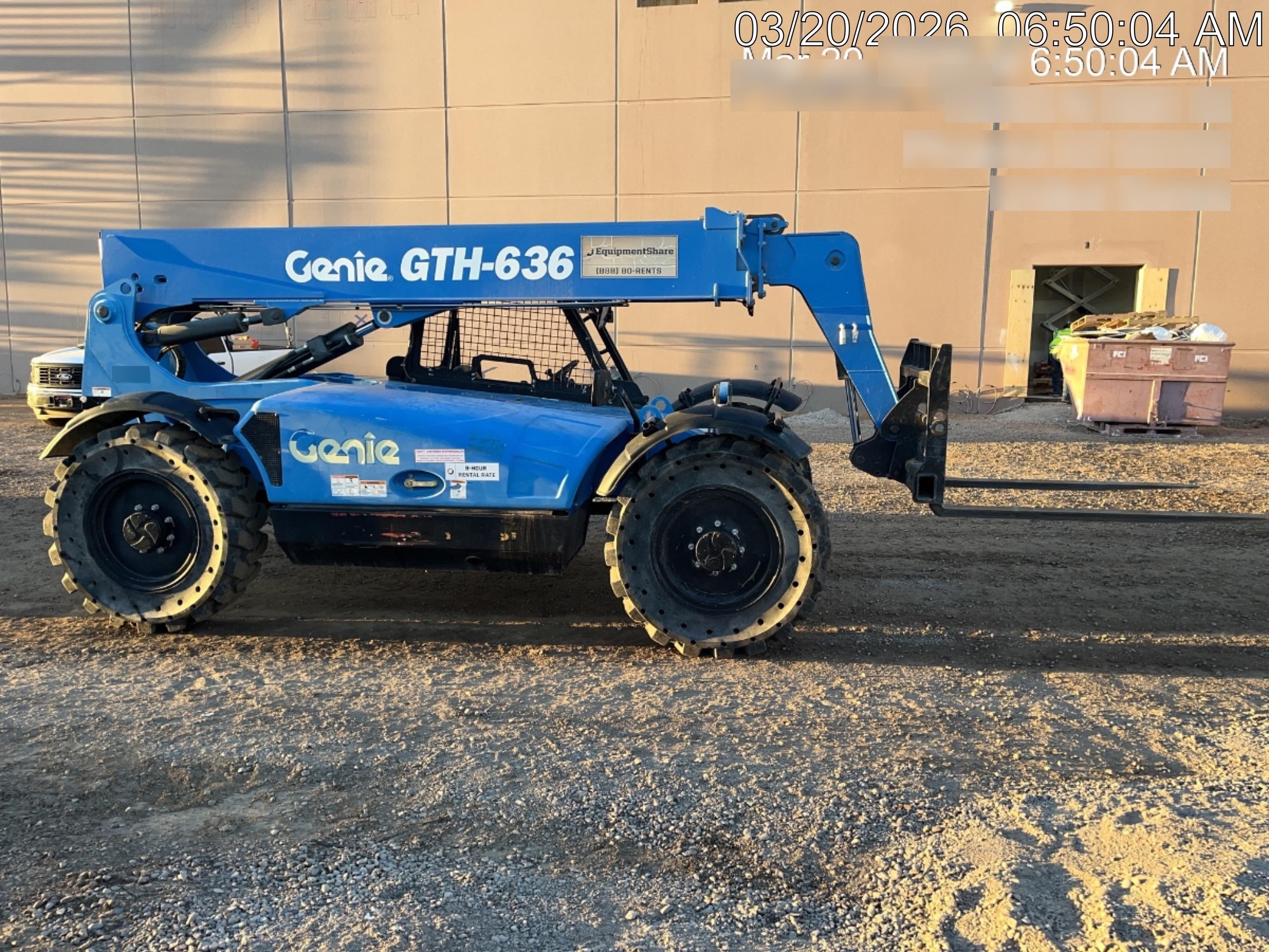 2018 Genie GTH-636 Genie GTH-636 w/Open ROPS, Work Lights, Solid Tires, RH Cab Mesh, Beacon, 48" Carriage and Forks