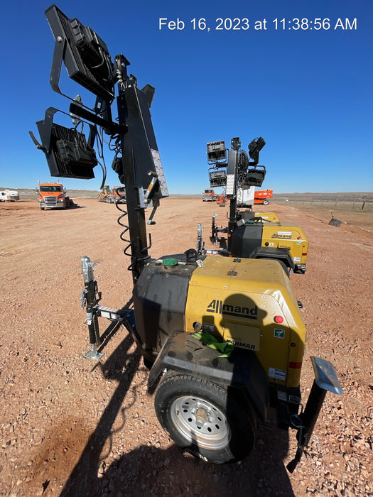 2022 Allmand NLV3GR (4) LED Light Fixture 350W, 23' Vertical Mast, 3kW Prime, Towable, ES Decals, T3