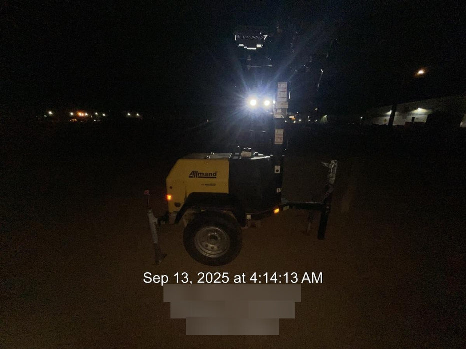 2021 Allmand NLV3GR (4) LED Light Fixture 350W, 23' Vertical Mast, 3kW Prime, Towable, Deep Sea L401, Leveling Jacks, Yanmar T4F 5.8hp