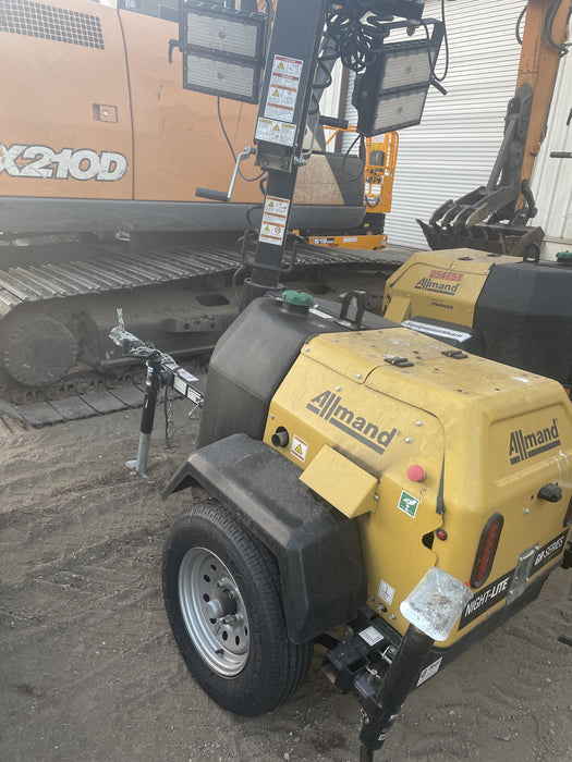 2022 Allmand NLV3GR (4) LED Light Fixture 350W, 23' Vertical Mast, 3kW Prime, Towable, Deep Sea L401, Leveling Jacks, Yanmar T4F 5.8hp