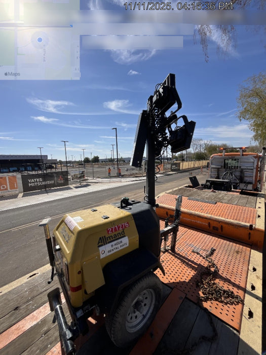 2022 Allmand NLV3GR (4) LED Light Fixture 350W, 23' Vertical Mast, 3kW Prime, Towable, ES Decals, T3