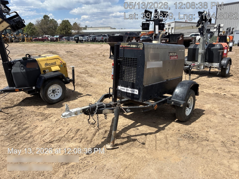 2019 Lincoln Electric Vantage 322 Ready-Pak 3, Two Wheel Trailer, Fender and Light Kit, Cable Rack
