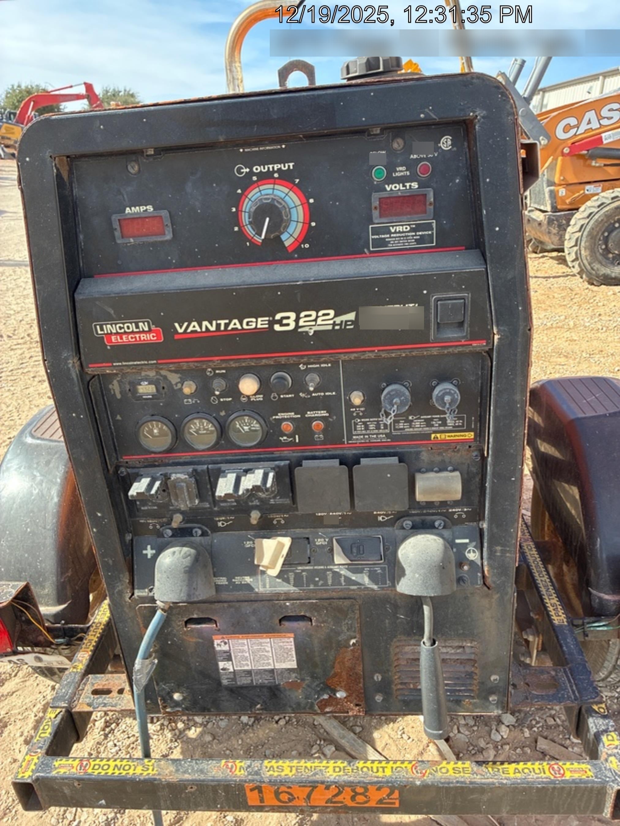 2021 Lincoln Electric Vantage 322 Vantage 322 Ready Pak 3 w/ Decals, ORANGE (includes trailer, cable rack, fender light kit) NO Telematics