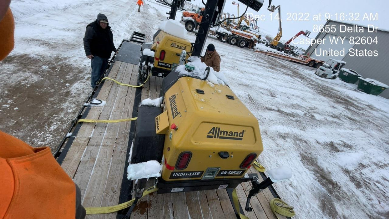 2022 Allmand NLV3GR (4) LED Light Fixture 350W, 23' Vertical Mast, 3kW Prime, Towable, ES Decals, T3