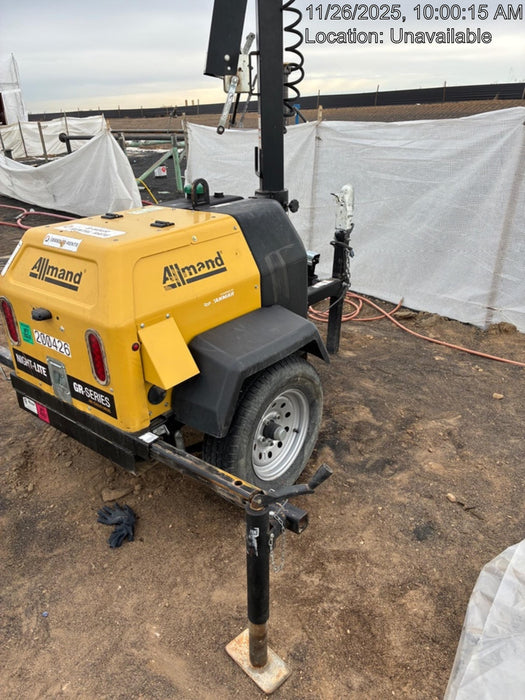 2022 Allmand NLV3GR (4) LED Light Fixture 350W, 23' Vertical Mast, 3kW Prime, Towable, Deep Sea L401, Leveling Jacks, Yanmar T4F 5.8hp