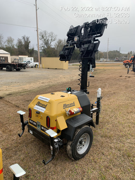 2022 Allmand NLV3GR (4) LED Light Fixture 350W, 23' Vertical Mast, 3kW Prime, Towable, Deep Sea L401, Leveling Jacks, Yanmar T4F 5.8hp