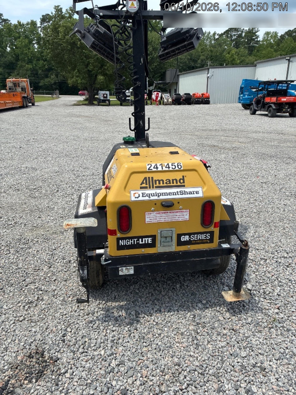 2022 Allmand NLV3GR (4) LED Light Fixture 350W, 23' Vertical Mast, 3kW Prime, Towable, Deep Sea L401, Leveling Jacks, Yanmar T4F 5.8hp